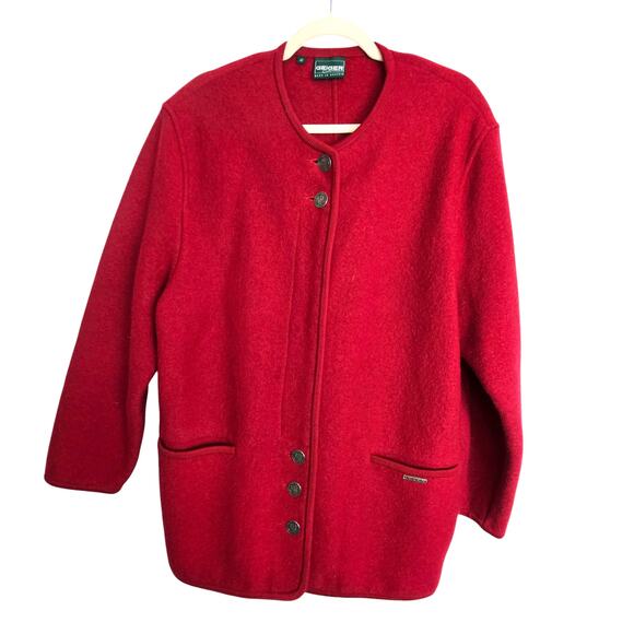 Vintage Geiger Womens Boiled Wool Jacket Holiday Xmas Classic Austrian 42 US 12 - Picture 1 of 9